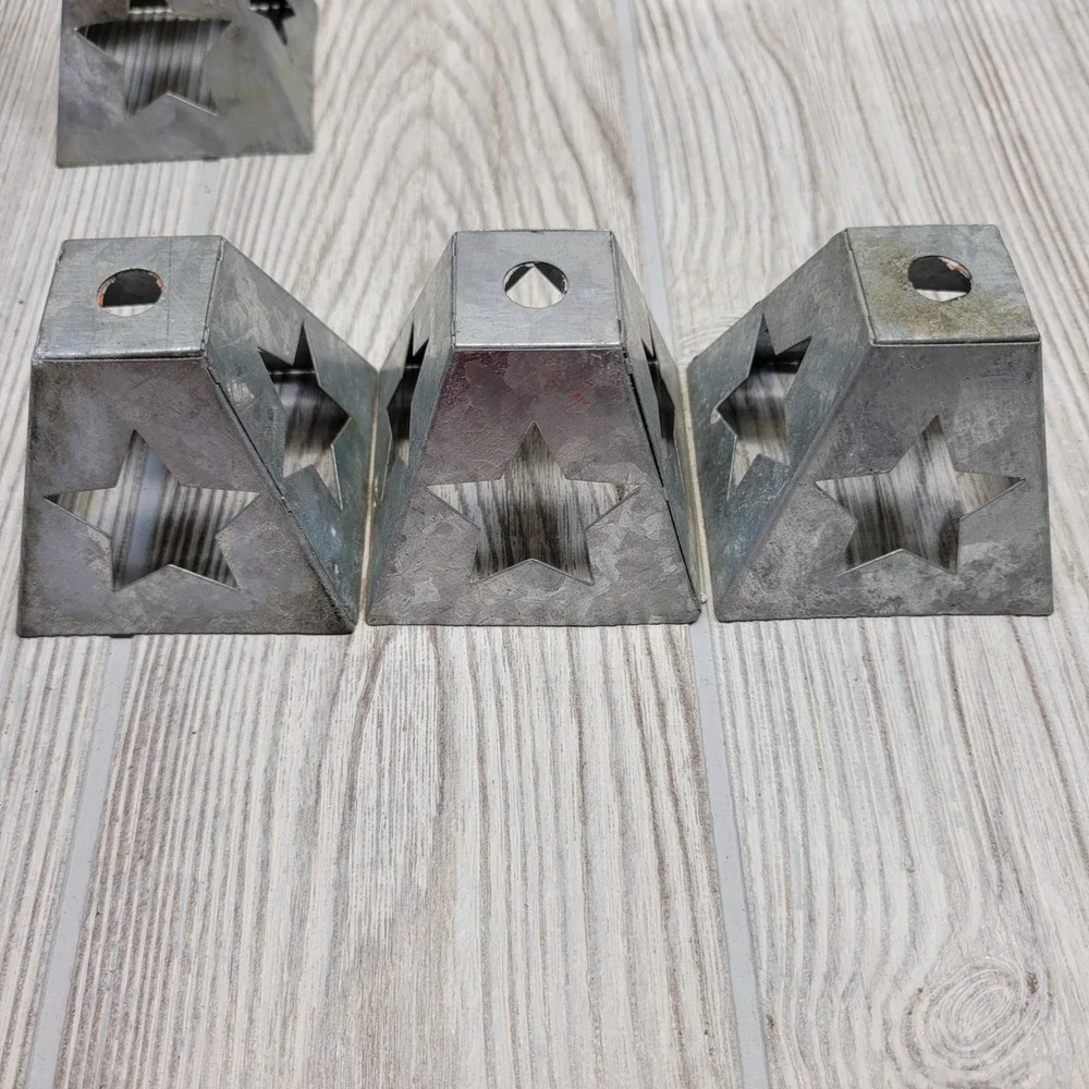 Set of 12 Galvanized Metal Star Cutout Lanterns Rustic Farmhouse Decor 2.5 Inch‎
